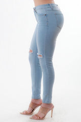 My booty Look Good Vince Blue Premium Light Denim Skinny Knee Cut Jeans