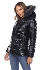 Warm Me Up Metallic Puffer Coat With Hoodie