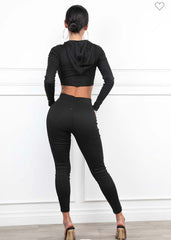 Double Glance Two Piece Legging Set With Hoodie