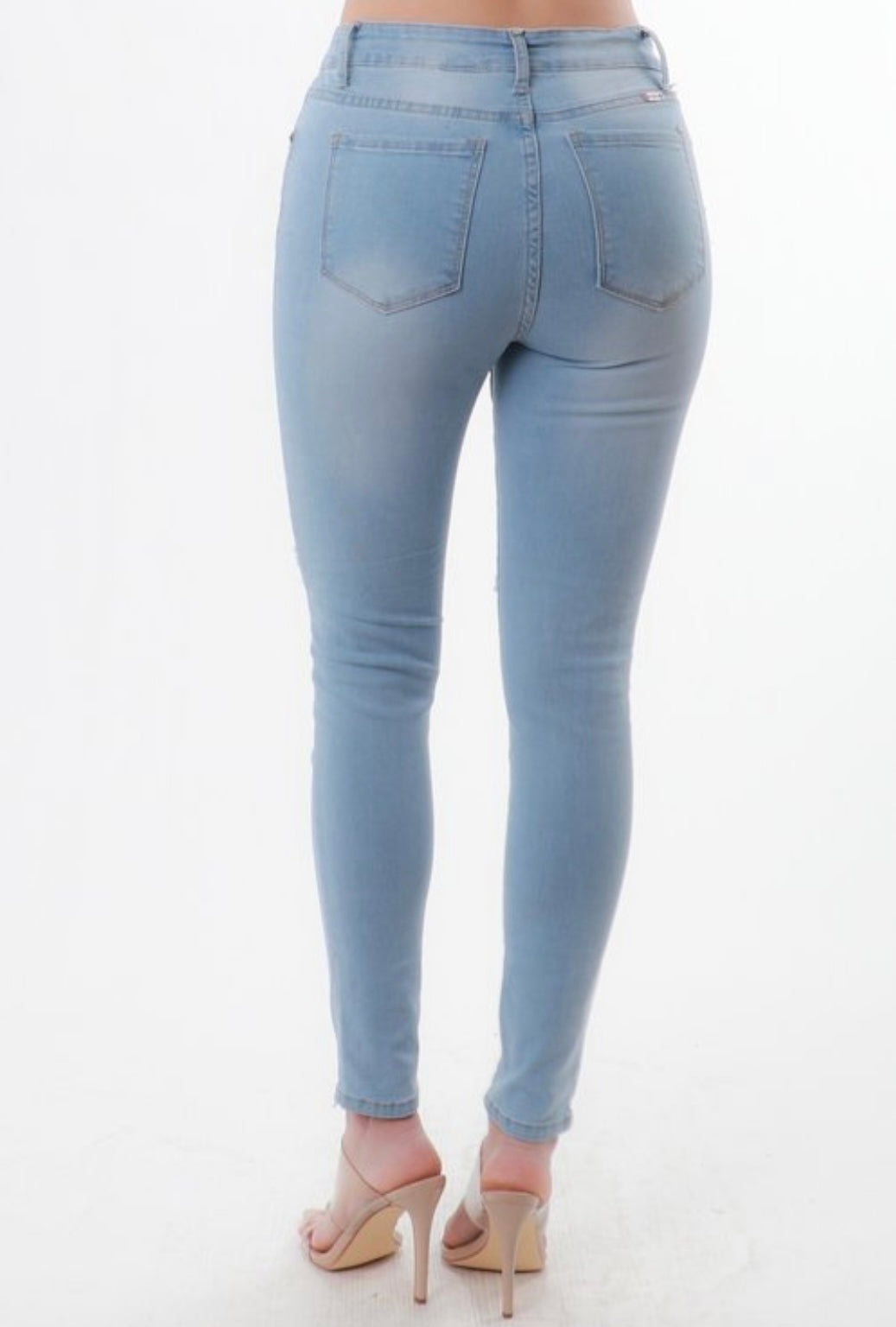 My booty Look Good Vince Blue Premium Light Denim Skinny Knee Cut Jeans