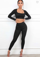 Double Glance Two Piece Legging Set With Hoodie