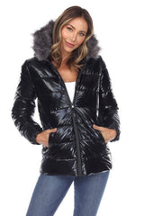 Warm Me Up Metallic Puffer Coat With Hoodie