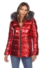 Warm Me Up Metallic Puffer Coat With Hoodie